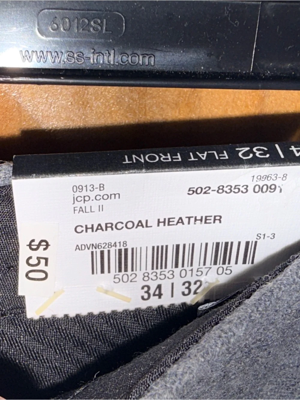 NWT Claiborne Men's Charcoal Heather Wool Blend Cargo Dress Pants-34”x32”